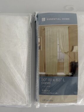 Vtg Home Essentials Esquire Sheer Natural Rod Pocket Curtain Panels 52x63 2pk